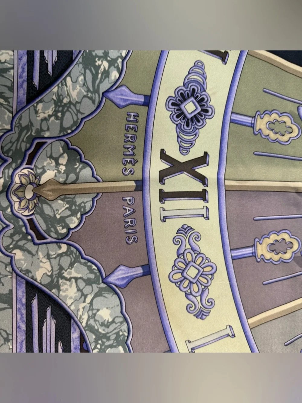Hermes Silk Scarf Gloria Soli Purple Blue Grey Sun Moon Stars Solar Astrology - Picture 6 of 12